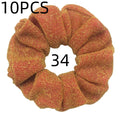 10pc Girls Sparkly Sequins Scrunchies for Hair Eleastic Scrunchy Ties Ropes Ponytail Holders Rubber Bands Shinny Bling for Women