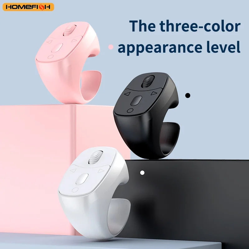 Cell Phone Scrolling Ring Wireless Finger Shutter Remote Control Page Turner Mobile Phone Controller BT For Travel