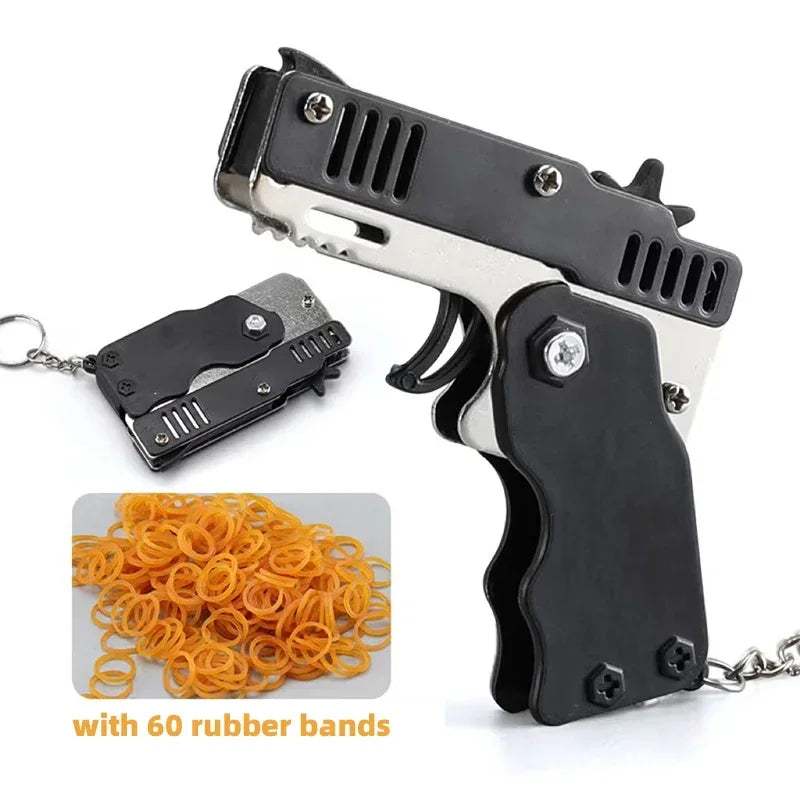 1PC Mini Keychain Gun Rubber Band Gun Toy Gun Shooting Pistol Alloy Kid Outdoor Activities Party Game Birthday Gift for Children