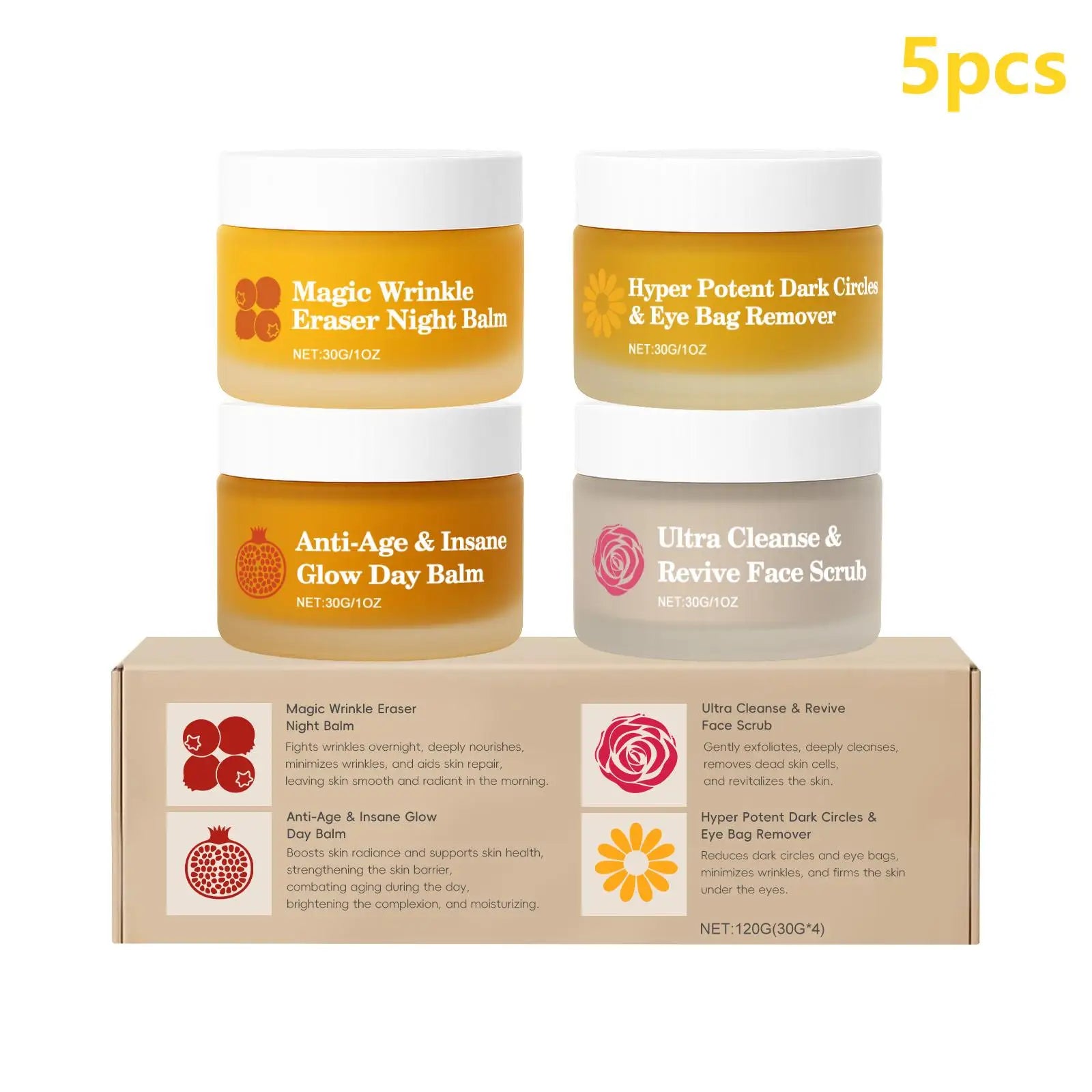 Night Day Cream for Face - Wrinkle Remover Instant Anti Dark Circles and Eye Bags Professional Facial Scrub for Glowing Skin 30g
