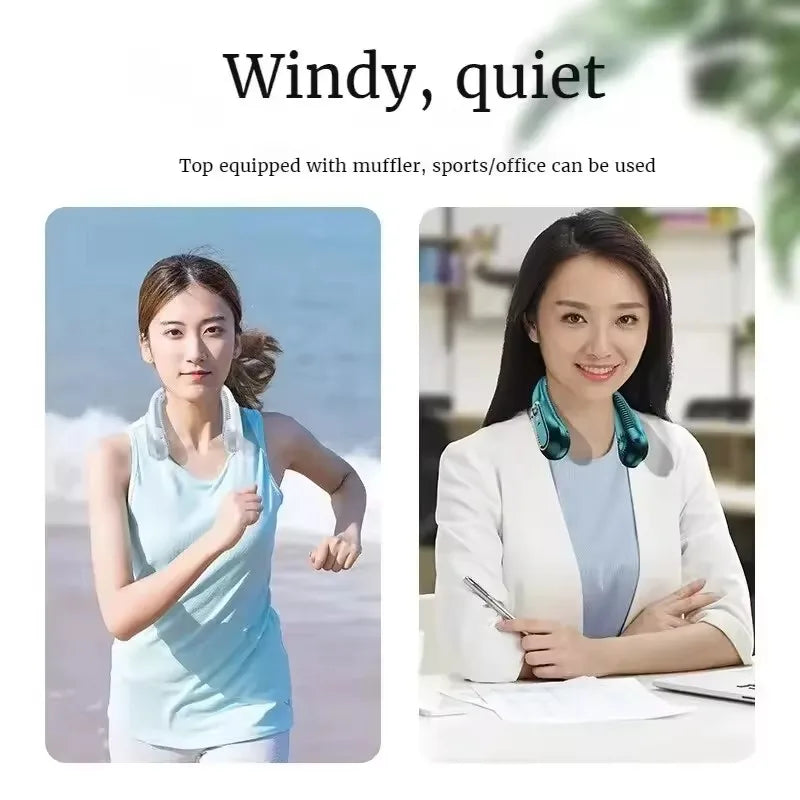 TINSOL New ceiling fan USB rechargeable portable small fan students office sports digital display ceiling fan hanging neck fan
